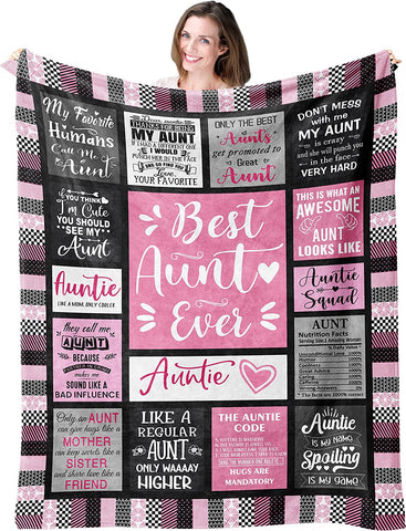 Aunt Gifts Throw Blanket 50”X60 for Aunt, Aunt Gifts from Niece, Best Aunt Ever Gifts, Birthday Gifts for Aunt, Gifts for Aunt, Aunt Blanket Gift, Auntie Gifts Ideas