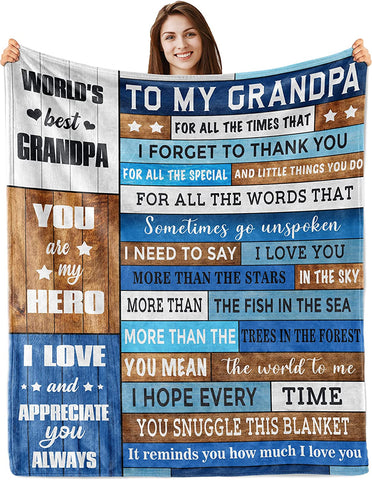 Grandpa Gifts Gifts for Grandpa,to My Grandpa Blanket 60”x50”,Grandpa Birthday Gifts,Gift for Grandpa,Great Grandpa Gifts from Grandchildren Granddaughter Grandson,Best Gifts for Grandpa