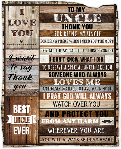 Uncle Gifts from Niece, Uncle Blanket Gift 50''x60'', Best Uncle Gifts, Christmas Birthday Gift for Uncle Blanket Soft Fleece Flannel Throw Blanket Uncle Gifts from Niece and Nephew