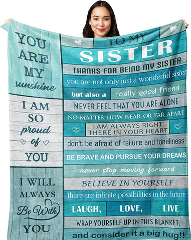 Mothers Day for Sister,Sister Birthday Gifts from Sister/Brother,Big Sister Gift,Gifts for Sister,Sisters Gifts from Sister for Graduation for Sisters from Sisters Blanket 60”x50”