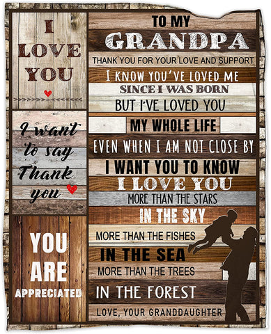 Grandpa Gifts Gifts for Grandpa Blanket 50"x60", Grandpa Birthday Gifts from Granddaughter Soft Cozy Flannel Throw Blanket Christmas for Grandfather