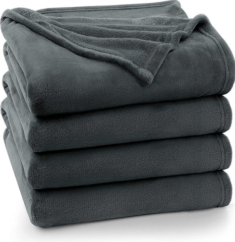 Bedding Fleece Blanket Queen Size Cool Grey Lightweight Fuzzy Soft Anti-Static Microfiber Bed Blanket (90x90 Inches)